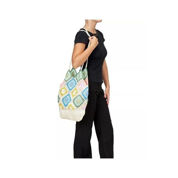 URBAN ORIGINALS Large Sunflower crochet handmade women's tote bag -MULTICOLOR - Picture 6 of 9